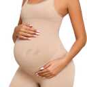 Women's Maternity Bodysuit Pregnancy Workout Shapewear Yoga Sleeveless Tank Top Shorts Seamless Romper Jumpsuit