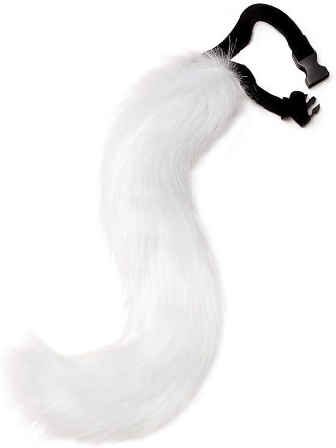 Cat Wolf Fox Faux Fur Furry Tail for Cosplay Halloween Fancy Party Costume Accessories (19.68 inch, Black)