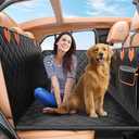 IJVAE Back Seat Extender for Dogs Hard Bottom Holds 500lbs,Waterproof Dog Car Seat Cover for Back Seat, Truck-Large Space Dog Hammock for Truck