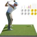 Golfguru Golf Mat, 5x4ft/5x5ft Dense Elite Golf Hitting Mats Practice with 10 Balls, 9 Tees, Heavy Duty Artificial Hitting Training Matt for Backyard Driving Chipping Indoor Outdoor Simulators
