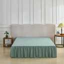 Bed Skirt Full Size Ruffled Bed Skirt with Split Corners, Full Bed Skirts 18 Inch Drop with Platform, 18'' Full, Sage Green