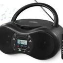 Portable CD Player Boombox for Home with FM Radio, Bluetooth, CD-R/CD-RW/MP3 CDs Playback, Remote Control, USB Port, 3.5mm AUX-in & Headphone Jack, Dual Stereo Sound, LCD Display, Sleep Timer