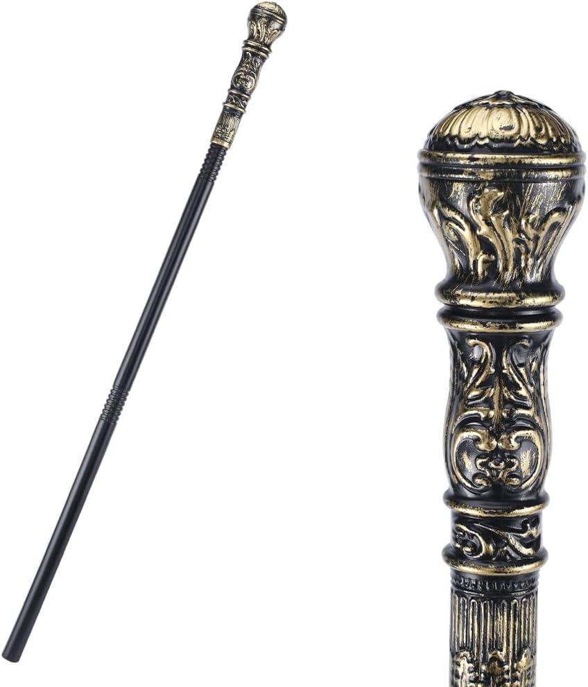 GORGECRAFT Antique Cane Vintage Walking Stick Halloween Party Decorative Cosplay Costume Cane Handle Knob Costume Accessories for Halloween Party Supplies Dress Pimp Prop Support Adults
