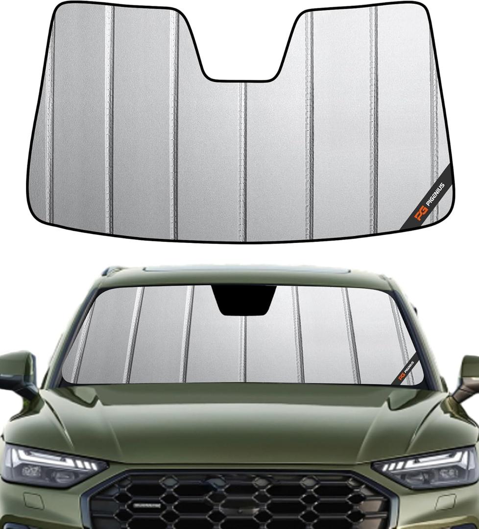 Pigenius Windshield Sun Shade for Audi Q5/SQ5 2018-2025, Q5 Sportback/SQ5 Sportback 2021-2025, Q5 PHEV 2020-2025, Custom Fit Front Window Sunshade - Safeguard
