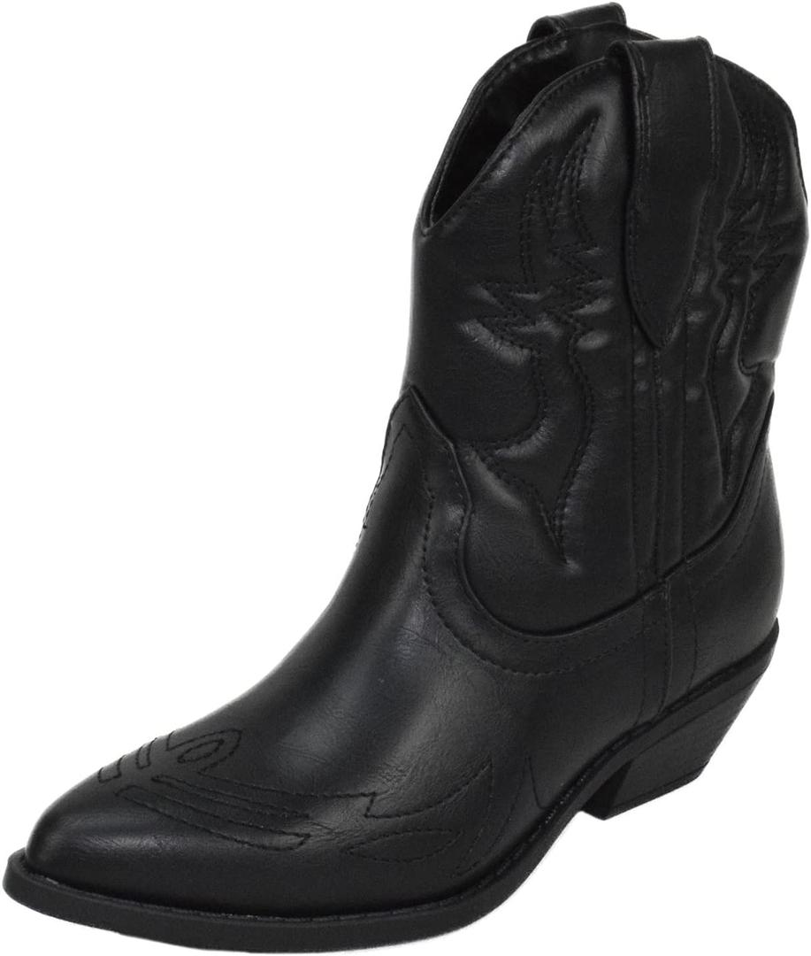 Soda Women Cowgirl Cowboy Western Stitched Ankle Boots Pointed Toe Short Booties Rigging-S (7, Black) Soda Women Cowgirl Cowboy Western Stitched Ankle Boots Pointed Toe Short Booties Rigging-S (7, Black)