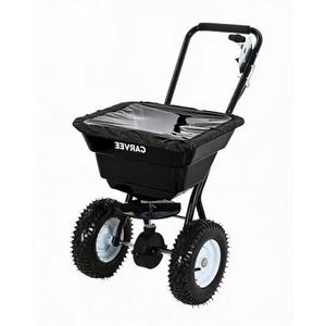 EliteEdge 80 LBS Push Broadcast Spreader, 12FT Spreading Width, 13in All-Terrain Wheels, Adjustable Flow Control, Heavy Duty Walk Behind Lawn Spreader for Fertilizer, Grass Seed, Ice Melt, Salt