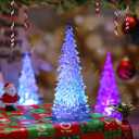BESPORTBLE 3pcs Acrylic Led Christmas Trees Set with Colorful Glowing Lights Battery Operated Tabletop Holiday Decor for Home Party White