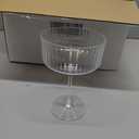 LIYH 20pcs Champagne Glasses 10 Oz Cocktail Coupe Glasses Champagne Flutes Plastic Coupe Cups Disposable Martini Cups Perfect for Bar Cocktails Martinis Parties (Clear Vertical Stripe Pattern)