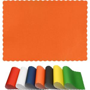 Paper Placemats for Dining Table  Disposable Scalloped Edges Color Table Mats Great for Parties and Christmas Table Decorations 10"x14" (Orange) 50ct