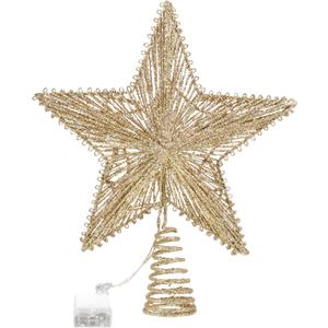 Cabilock 1pc Glowing Tree Top Star Christmas Tree Led Topper Lighted Star Tree Topper Led Christmas Tree Topper Rattan Decor Five-Pointed Star Light Copper Wire Decorative Lights Pentagram