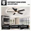 52" Modern Ceiling Fans with Lights and Remote Control/APP 5 Blades Black Low Profile Ceiling Fan LED Dimmable Flush Mount Ceiling Fan with Light for Living Dining Room Patio Kitchen