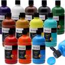Artecho 12 Colors Large Bulk Acrylic Paint Set (500ml/17oz) Bottles, Craft Paint for Canvas, Rocks, Wood, Fabric, Ceramic, Non-Toxic
