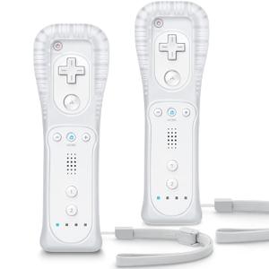 TIANHOO 2 Pack Remote Controller for Wii & Wii U, with Silicone Case and Wrist Strap (White)