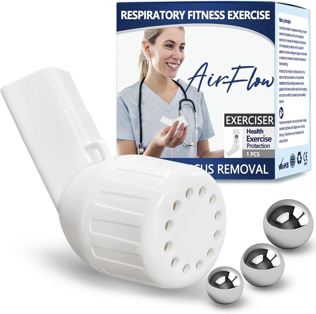 Breathing Exercise Device for Lungs, Flutter Valve, Natural Mucus Clearance and Lung Expansion Device, Lung Exerciser Device (White)
