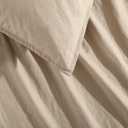 Calvin Klein - Queen Duvet Cover Set, 100% Crisp & Cool Cotton Percale Bedding, Corner Ties & Button Closure, 3 Piece Bed Set with Matching Pillowcases (Modern Cotton Washed Percale Camel Brown)