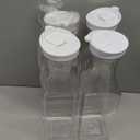 Set of 4 Plastic Carafe with Lid, 50 Oz Carafes for Mimosa Bar, Square Base Juice Containers, Water Bottle, Milk Container, Clear Beverage Containers for Fridge- HAND WASH ONLY