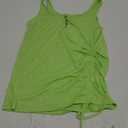 Women's Green Ruched  T-shirt  with Buttons , Color: Lime Green ,Size S