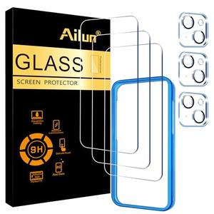 Ailun 3 Pack Screen Protector for iPhone 15 Plus [6.7 inch] + 3 Pack Camera Lens Protector with Installation Frame,Case Friendly Tempered Glass Film,[9H Hardness] - HD