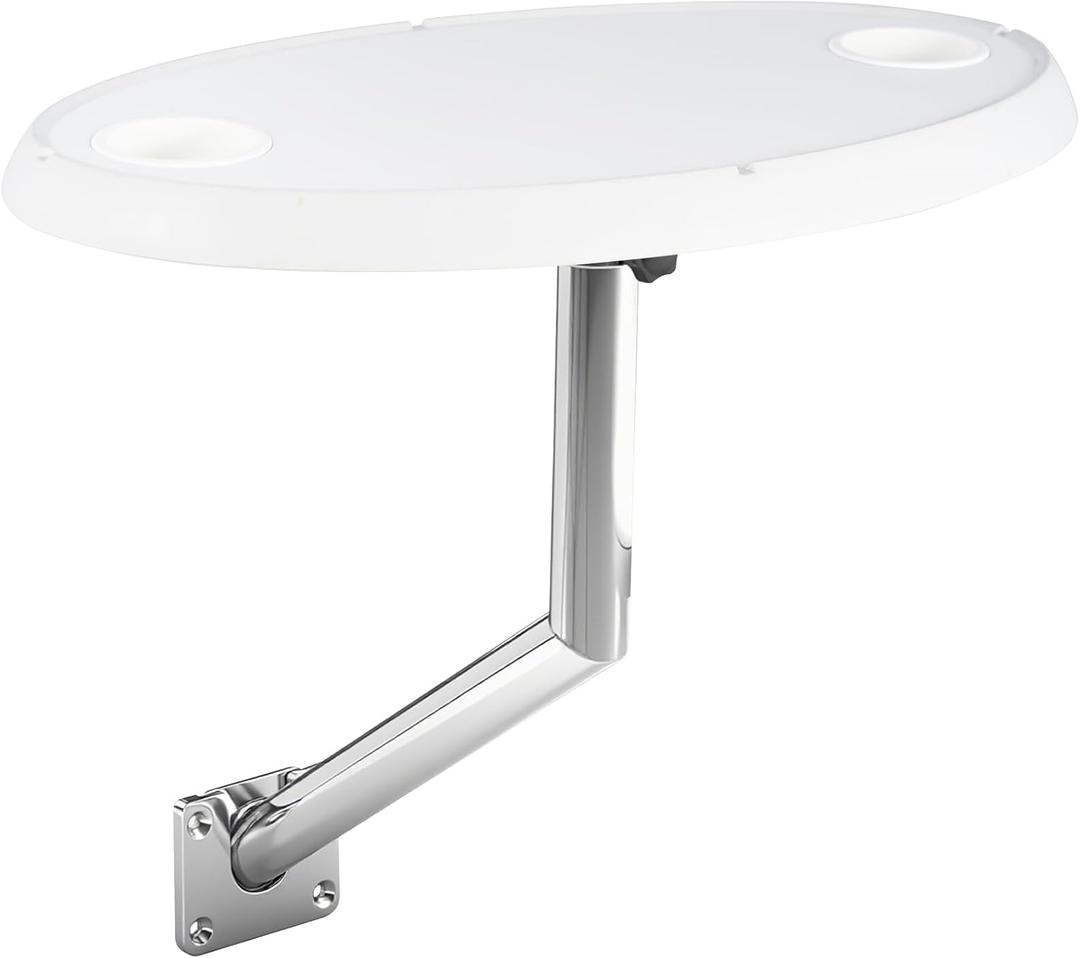 Side Mounted Boat Dinette, Removable, Adjustable Direction Boat Table Wall Mounted Dinette, ABS Waterproof Stainless Steel Table Legs Caravan and Boat., 18.25" x 4" x 30"