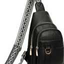 GAEKEAO Sling Bag for Women Crossbody Bags Fanny Pack Vegan Leather Chest Bag Travel Shoulder Belt Purse Backpack Gifts (9980-black)