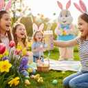 Easter Bunny Glass Cup with Lid and Straw, 16 oz Iced Coffee Glass Tumbler, Cute Bunny Cup for Cold Drinks, Easter Basket Stuffers, Easter Gifts for Women Girls Teens