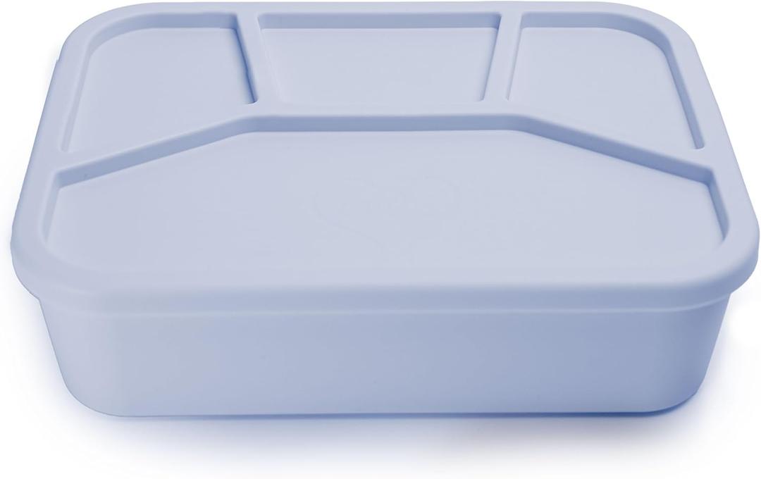 Ullabelle Leak Proof Bento Box Food-Grade Silicone Bento, BPA, Phthalate, Lead, & PVC Free - Lunch Box for Daycare, Kids, & Adults - Leak Resistant Sets With Lids Snack Box Container (Periwinkle 4)