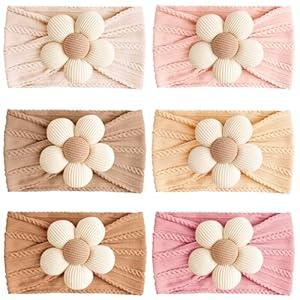 6 Pcs Baby Flower Headbands Baby Girls Nylon Headband Soft Hairbands Hair Accessories for Newborn Infant Toddler Kids