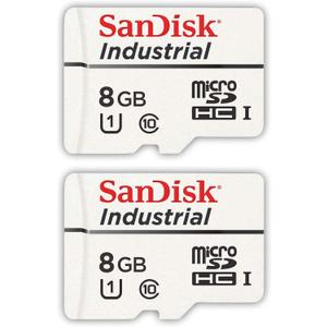 SanDisk Industrial 8GB Micro SD Memory Card Class 10 UHS-I MicroSDHC (Bulk 2 Pack) in Cases (SDSDQAF3-008G-I) Bundle with (1) Everything But Stromboli Card Reader
