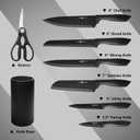 Knife Set, 8-Piece Kitchen Knife Set with Universal Block - Anti-Rust Chef Knives, Ergonomic Design, Dishwasher Safe (Black)