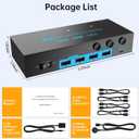 8K/4K Displayport 1.4 KVM Switch 2 Monitors 3 Computers Dual Monitor 8K@30Hz/4K@144Hz 3 Port Dual DP1.4 USB 3.0 KVM Switches 3 PCs Share 2 Monitors & 4 USB 3.0 Devices with Desktop Controller