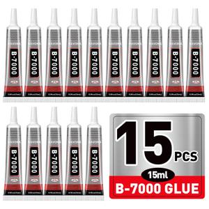 15 PCS 15ml B7000 Glue Clear with Precision Tip, Bedazzling Glue, Super Glues, Rhinestone Glue for Nail, Craft Glues, Jewelry Making, Nail Art, DIY, Makeup, Shoes