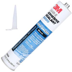 3M Marine Adhesive Sealant 5200 (06504) Permanent Bonding and Sealing for Boats and RVs Above and Below the Waterline Waterproof Repair, Black, 10 fl oz Cartridge with Nozzle