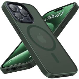 Faiono Magnetic for iPhone 15 Pro Case [Military-Grade Protection][Compatible with MagSafe][Translucent Matte] Shockproof Protective Slim Phone Case for iPhone 15 Pro, Alpine Green