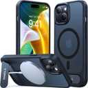 TORRAS for iPhone 15 Plus Case Translucent Black | Strong Magnetic & Seamless Stand, Fit for MagSafe, MilitaryGrade Drop Protection, Sturdy Adjustable Builtin Kickstand, Slim Matte Finish
