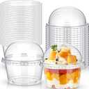 Vesici 150 Pcs 8 oz Disposable Clear Cups with Dome Lids Dessert Cup Disposable Parfait Clear Plastic Snack Bowls Ice Cream Cake Fruit Cups for Summer Party Wedding Picnic Iced Cold Drink
