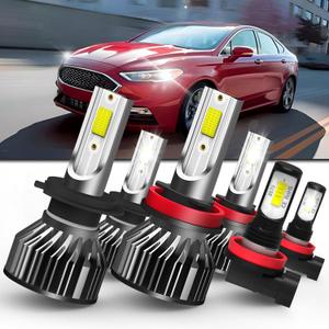 fit for ford fusion (2006-2012) LED Bulbs H7 High Beam + H11 Low Beam+ H11/H8 Fog Lights Bulbs Kit, Super Bright 6500K, with Fan, Plug and Play, Pack of 6