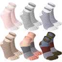 Fourluoo 6 Pairs Women's Flip Flop Socks Tabi Two Toe Split Polyester Cotton Breathable Crew Ankle Sandal Socks for Athletic Women