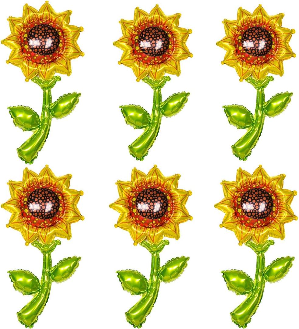 6Pcs Sunflower Balloon,34Inch Yellow Sunshine Balloons For Floral Sunflower Sunshine Birthday Baby Shower Wedding Party Decorations
