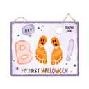 DIY My 1st Halloween Kids Crafts Footprint or Handprint Art Sign, Baby's First Halloween Boo Footprints Craft for Babies Toddlers Project Memory Keepsake Photoshoot Baby Milestone Announcement Props