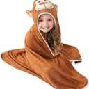 HIPHOP PANDA Hooded Towel - Rayon Made from Bamboo, Bath Towel with Bear Ears for Newborn, Babie, Toddler, Infant - Absorbent Large Baby Towel - Monkey, 37.5 x 37.5 Inch