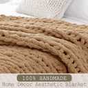 Chunky Knit Throw Blanket 60x80, 100% Handmade Chenille Yarn