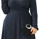 ZOMVA 2025 Plus Size Sparkly Glitter Wrap V Neck A Line Mini Dress Sparkle Sequin Sexy Dresses Cocktail Party Club 2XL