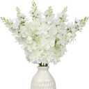 DILATATA White Delphinium Artificial Flowers, 6pcs Artificial Larkspur Flower 17.5'' Fake Delphinium Flowers Silk Flowers for Home Decor, DIY Floral Centerpieces for Tables
