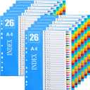 Yeaqee 12 Sets Plastic 3 Ring Binder Dividers with Tabs Multicolor Tab Heavy Duty Alphabetical File Adhesive Colorful A-Z Dividers for Reading Notebooks and Classify Files