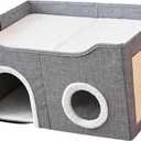 Cat Hideaway Covered Cat Bed Cat Cubes Foldable Cat Houses & Condos for Small Animals Cats Multi Small Pet New Years Gifts/1262, Gray