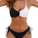 Blooming Jelly Womens Sexy 2 Piece Bikini Sets Cheeky High Cut Bathing Suit Color Block Textured U-Wire Swimsuits 2026 (M, Black Color Block)