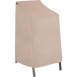 Modern Leisure Chalet Stackable/High Back Bar Chair Cover - Weather-Resistant Fabric - Outdoor Furniture Protection Perfect for Patio, Deck, and Porch - 27" L x 27" W x 49" H - Beige