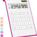 Hot Pink Calculator, UPIHO Hot Pink Office Supplies and Accessories,10 Digits Solar Battery Basic Office Calculator with Large LCD Display, Desktop Supplies, Gifts for Coworkers