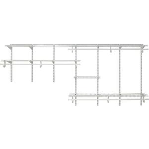 ClosetMaid ShelfTrack Wire Closet Organizer System, Adjustable from 7 to 10 Ft., With Shelves, Clothes Rods, Hardware, Durable Steel, White