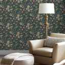 NuWallpaper x Morris & Co. Golden Lily Indigo and Rose Peel and Stick Wallpaper, MCS6602